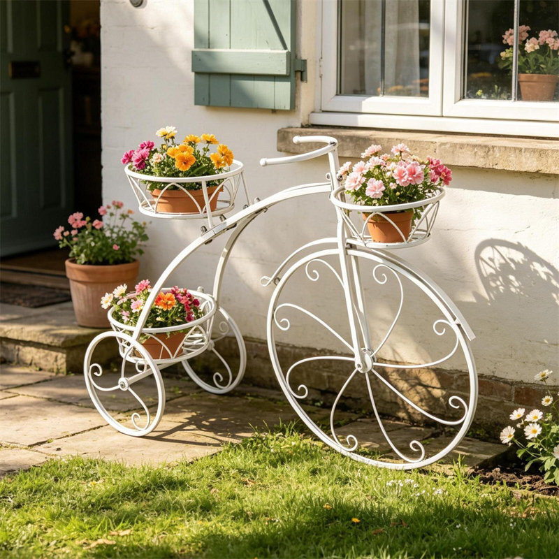 Support pour jardinière en métal Tricycle, White