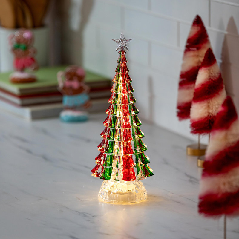 LED Candy Striped Christmas Tree Plastic Table Décor