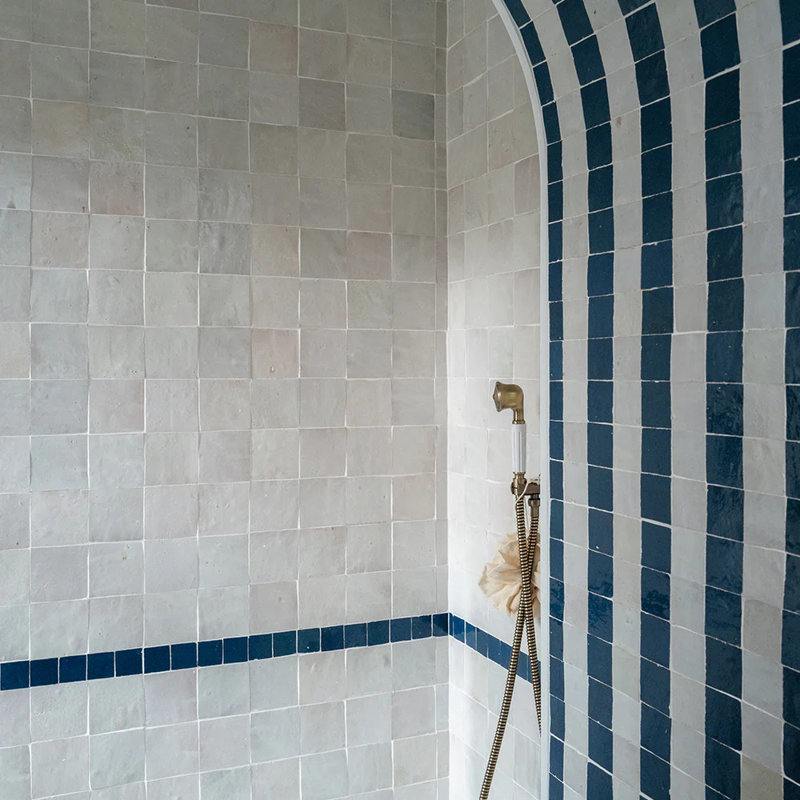 Carreau de mur et plancher marocain 4 po x 4 po Zelig, Bleu marine