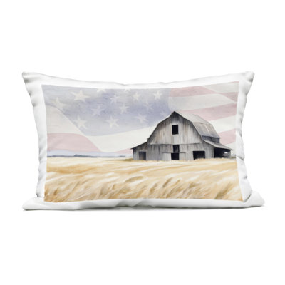 Amber Waves of Farmland Outdoor Printed Pillow, design by Kim Allen, 14 x 7 x 20