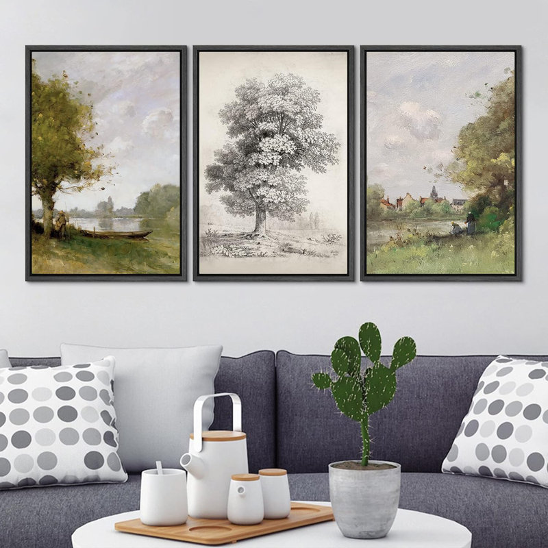 Forest Tree Field 3 pièces, H 36 po x l 24 po x P 1,5 po, Noir