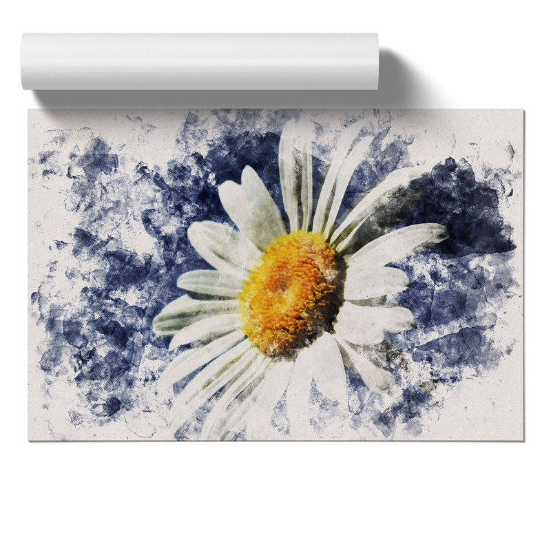 White Daisy Watercolour - Frameless Print, 59cm H x 84cm W x 0.1cm D