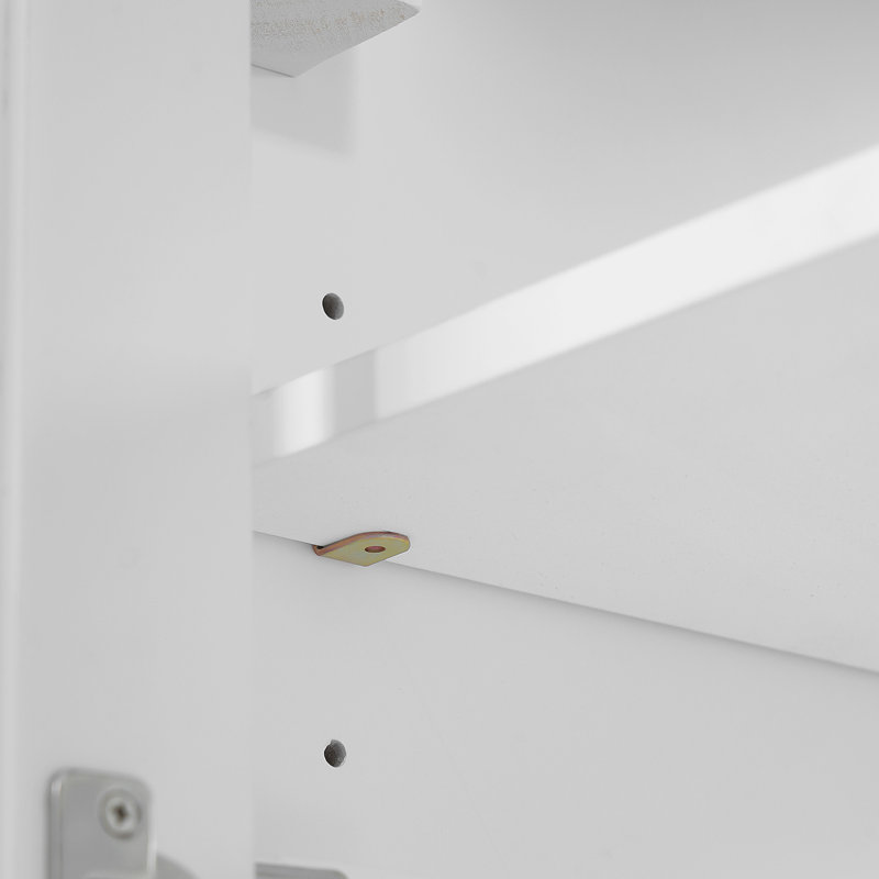 Meuble-lavabo moderne de 30 pouces, structure en bois massif et panneau de fibres à densité moyenne, 2 portes et 3 tiroirs, conception à fermeture en douceur, tablette ajustable en forme de U, lavabo en céramique, ensemble d'armoires de rangement pour salle de bain, conception moderne et élégante