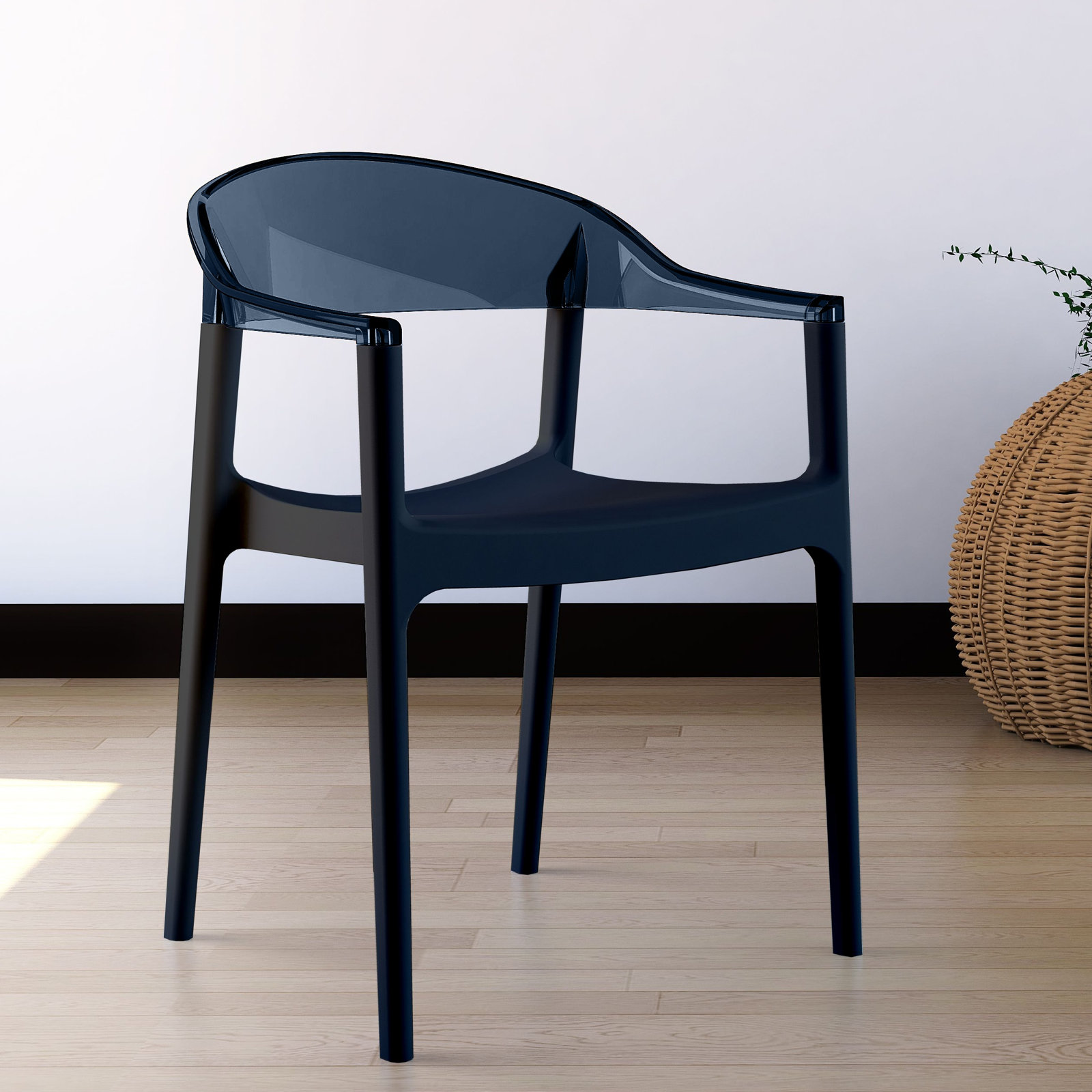 Stella Stacking Patio Dining Armchair, Black/Transparent Black