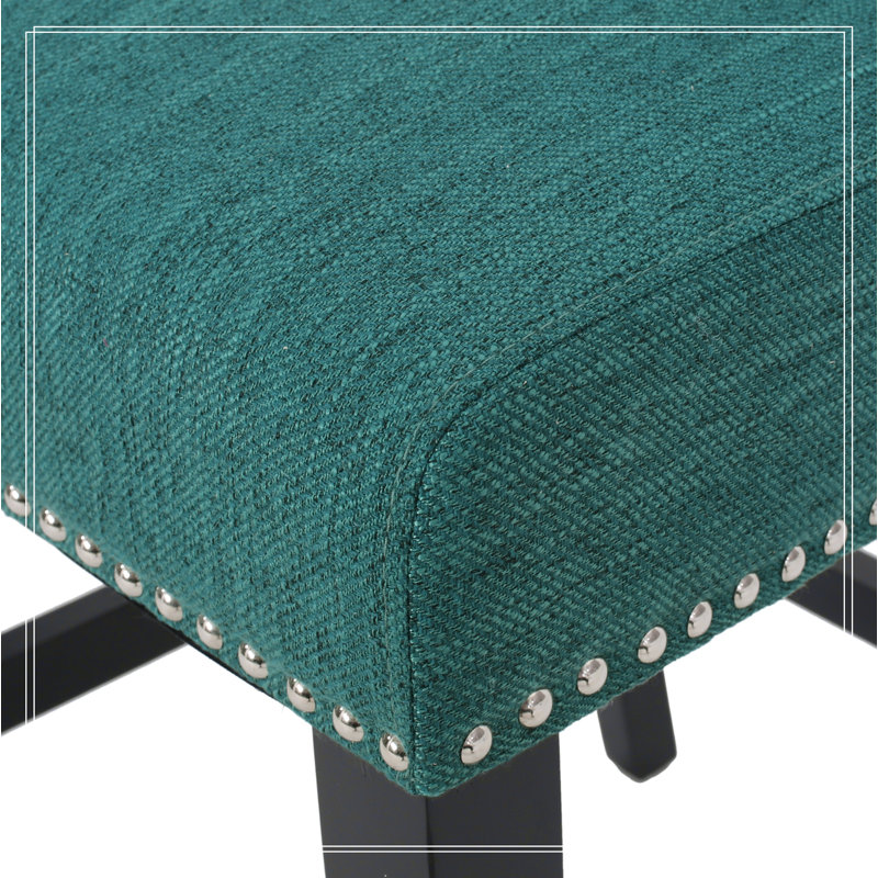 Vienna Contemporary Fabric Tufted Wingback 27 Inch Counter Stools, Set of 2, Teal