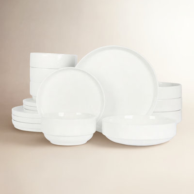 Gibson Home Rothernberg 16 Piece Stackable Porcelain Plates and Bowls Dinnerware Set