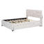 Élégant lit tapissier beige avec tête de lit en brique, lit gigogne simple et 2 tiroirs, panneau de particules, aucun sommier tapissier requis-293250739