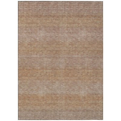 Tapis intérieur/extérieur lavable à rayures beiges et marron 90 x 150 cm