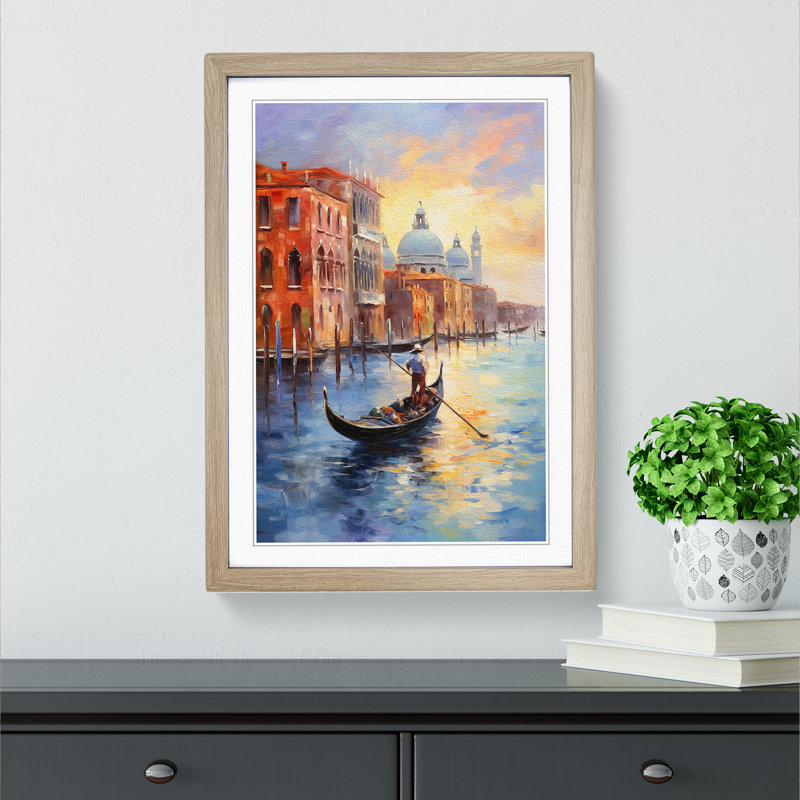 Venice Impressionism Art - Framed Print, 34cm H x 25cm W, Oak Framed