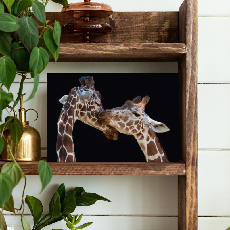 «Gentle Giraffe Love», art mural contemporain, H 12 po x l 18 po