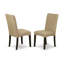 5 Piece Kitchen Table & Chairs Set Includes a Round Dining Room Table with Pedestal and 4 Brown Linen Fabric Parson Dining Chairs, Cappuccino-1799340577-1799340576-1847808058