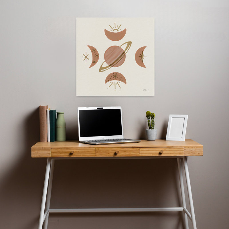 Serene Saturn And Moons Contemporary Art, 18" H x 18" W