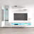 Liddell 85" Modern Floating Wall Mounted Entertainment Center with 16-Color LED Lighting, High Gloss Finish-1010761171