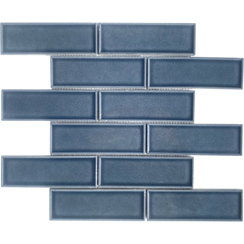 Porcelain Brick Joint Mosaic Pattern Tile, Blue