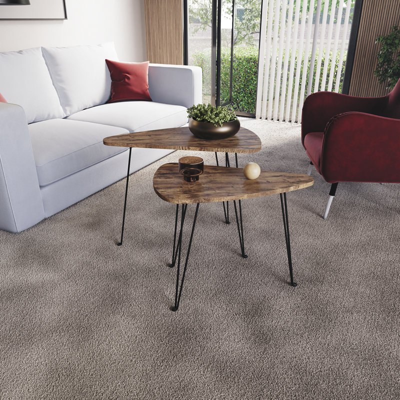 Nest of 2 Oval Tables, Stylish Modern Living Room Home Furniture, Dark Wood