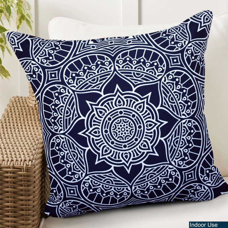 Coussin intérieur/extérieur Floral, Bleu marine