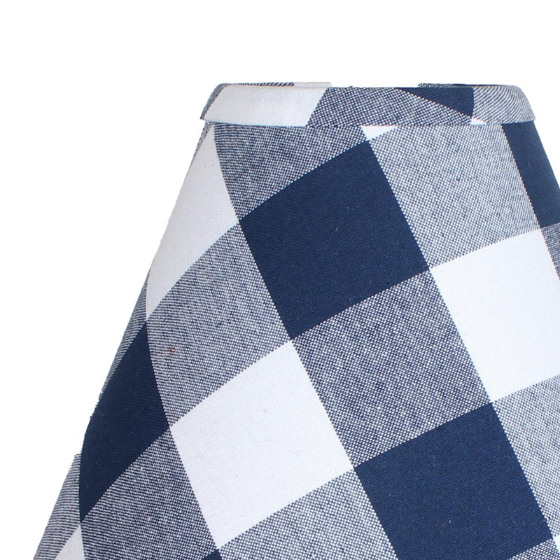 Abat-jour empire en coton 8 po H, H 8 po x l 10 po x P 4 po, Bleu / blanc
