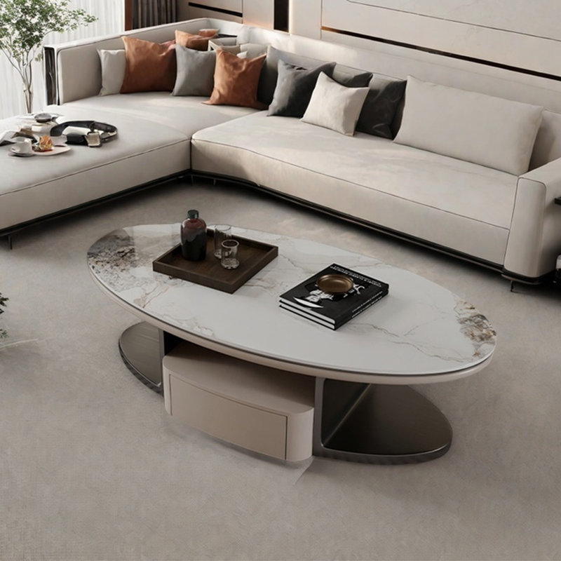 Table basse ovale en ardoise, H 15,7 po x L 51,2 po x l 27,6 po