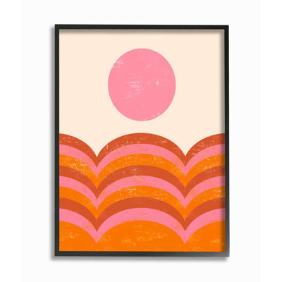 " Abstract Sunset Arched Landscape Pink Red Orange " by Daphne Polselli