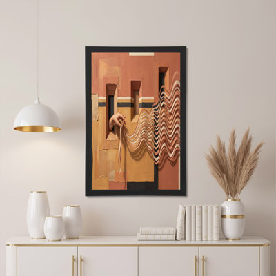 Toile tendue à la main à partir d'une fenêtre en terre cuite avec rubans ondulés