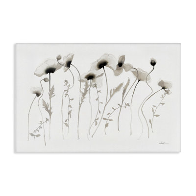 White Poppy Sprigs Canvas Wall Art by Shirley Novak