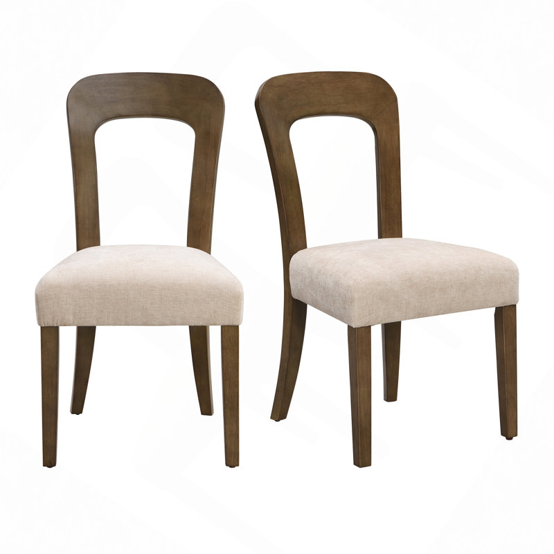 Ensemble de 2 chaises de salle à manger rembourrées avec pieds en bois d'hévéa massif, capacité de poids de 330 lb, Brun