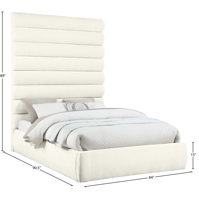 Adam Fabric Bed, Cream, Queen, Chenille Fabric