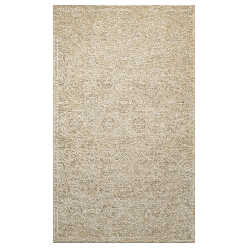 Tapis en polyester découpé Mulay Floral Farmhouse, Rectangle 6 pi x 9 pi 3 po