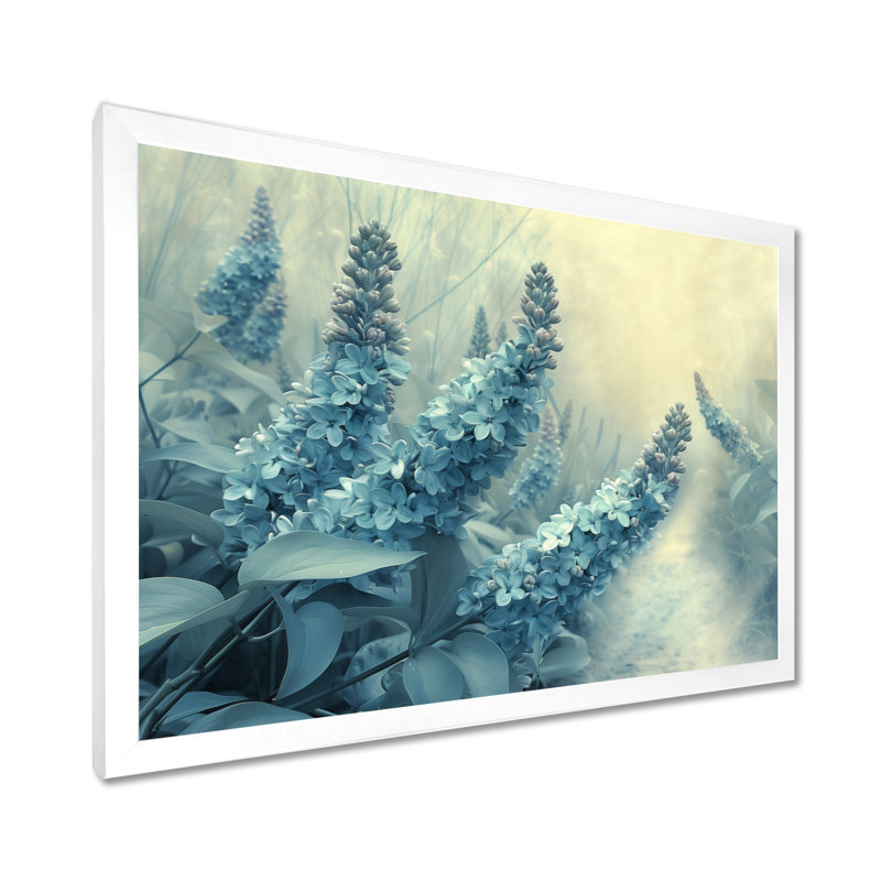 Photo de rêve lilas bleu et blanc en hiver - décoration murale lilas, H 24 po x l 32 po, Cadre simple blanc