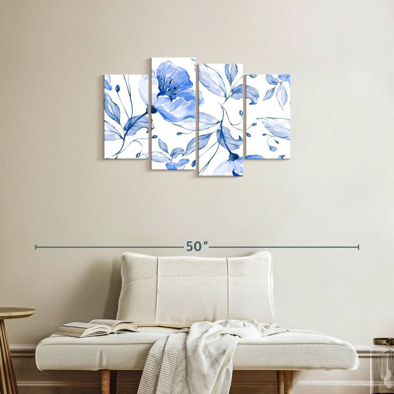 Harnek fleurs bleues printanières, H 22 po x l 36 po