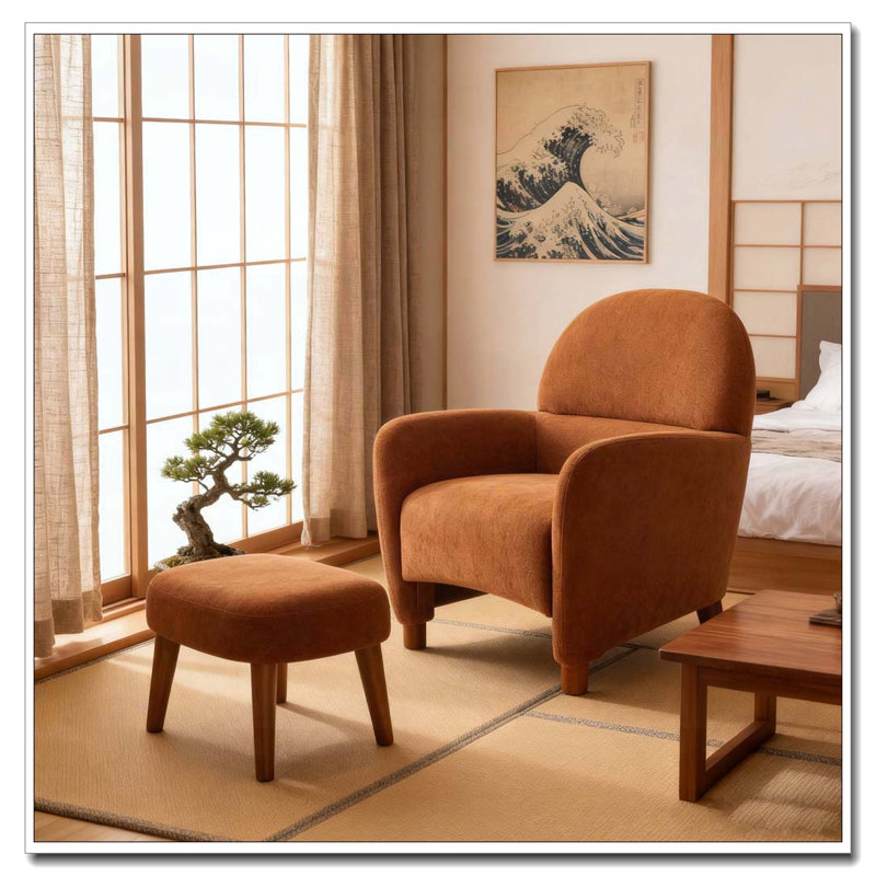 Chaise de loisir rembourrée avec repose-pieds, Orange