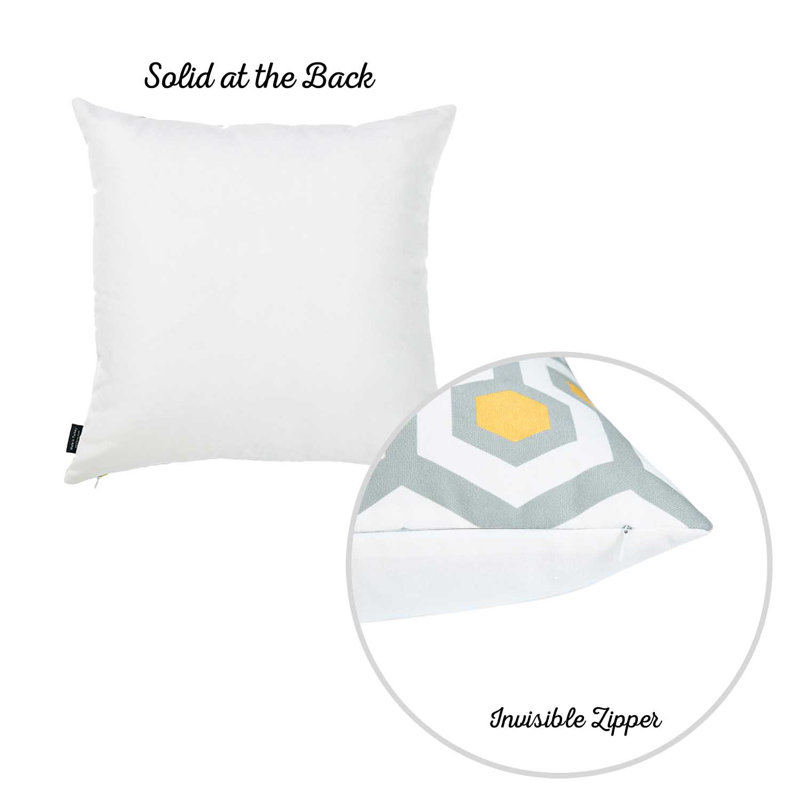 Geometric Gray and Yellow Polyester Pillow Covers Set of 4