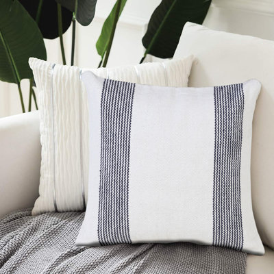 Coussin décoratif à rayures 100% coton tissé à la main Coastal