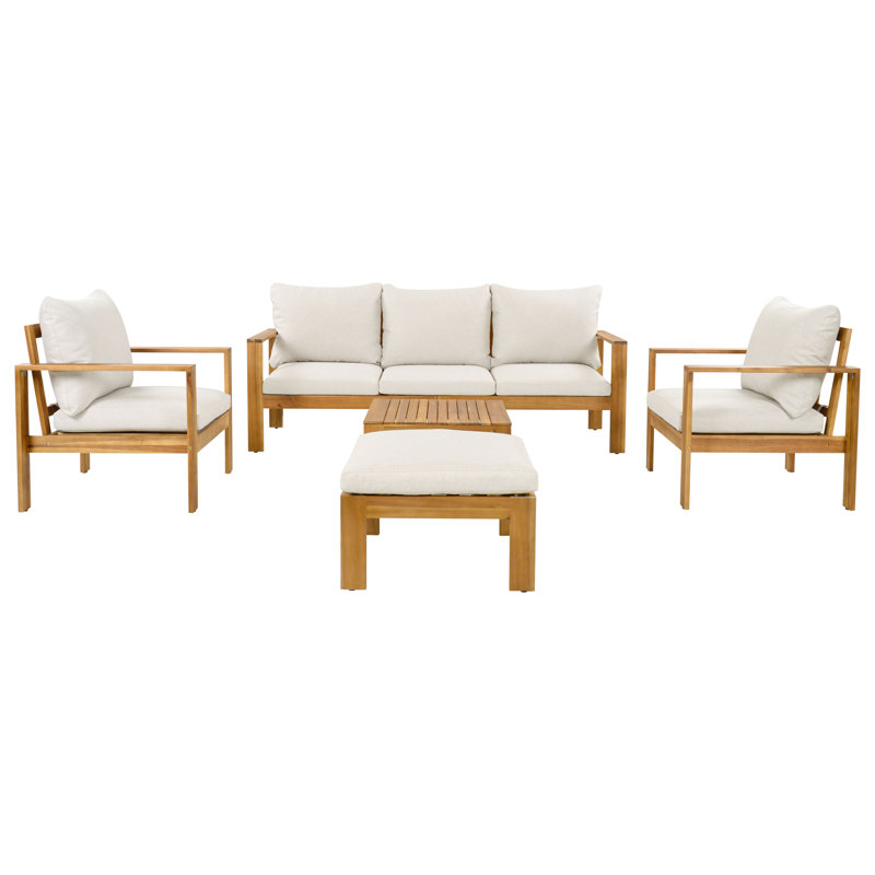 Canaan Patio 5-Piece Acacia Wood Conversation Set With Cushions