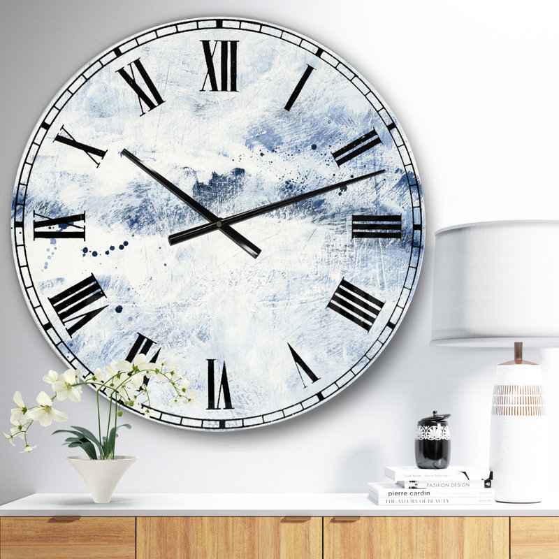 Horloge ronde bleue en métal, Très petit