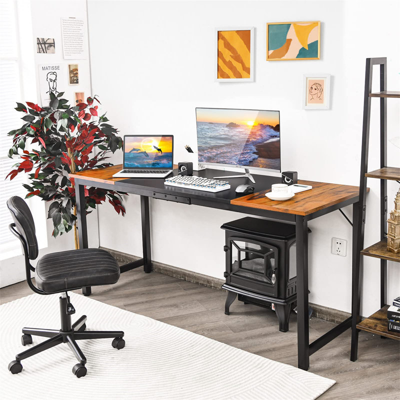 Metal Base Standing Desk, Brown