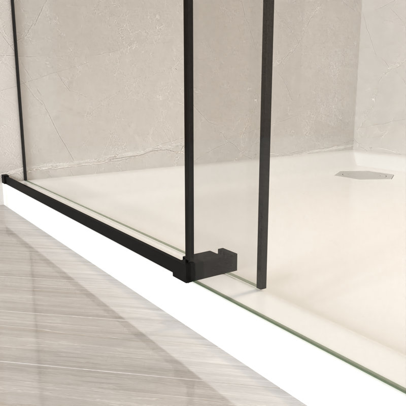Lennon 44-48"x76" H Frameless Sliding Shower Door with 5/16" Tempered Glass & Stainless Steel Hardware, Matte Black
