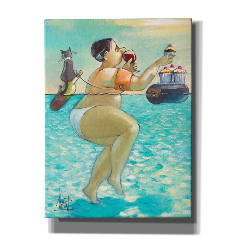 «Cupcakes And Wine» par Ronald West, art mural sur toile, H 54 po x l 40 po x P 1,5 po