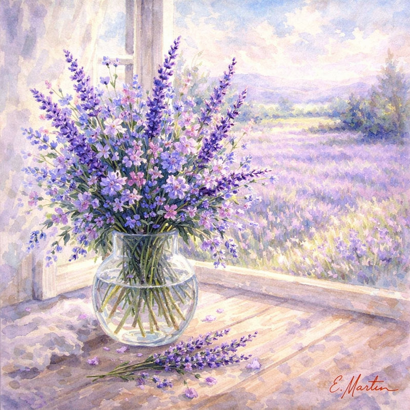 Fenêtre, bouquet de fleurs, art mural sur toile IV, L 40 po x H 40 po x P 1,5 po