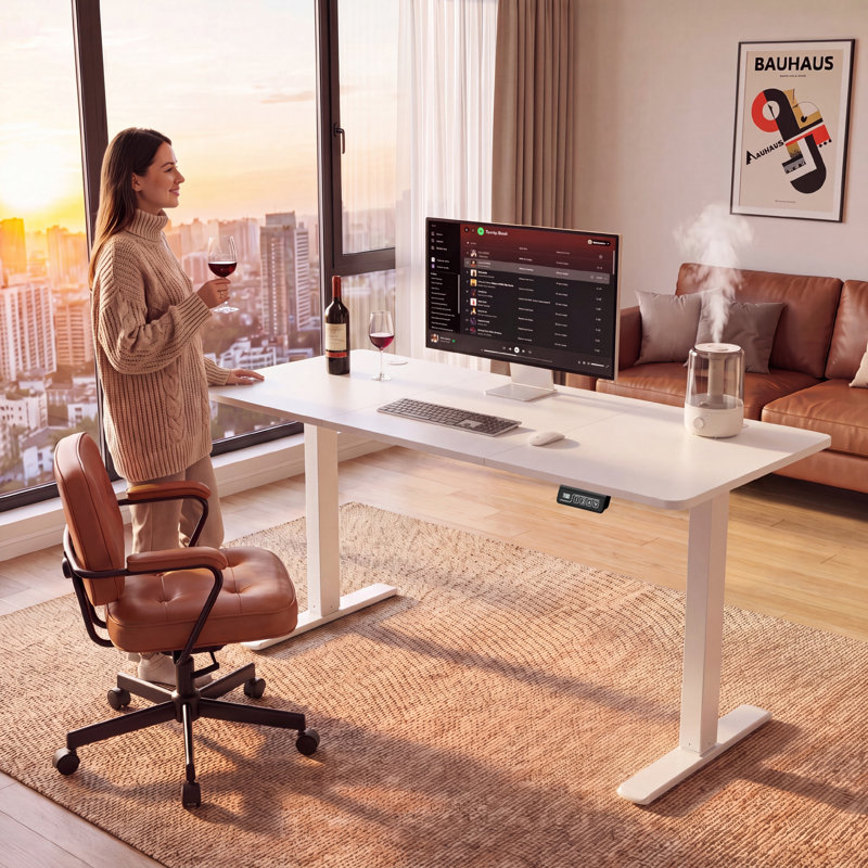 Bureaux debout à hauteur réglable Putnam, Blanc, H 48 po x l 62,99 po x P 23,62 po