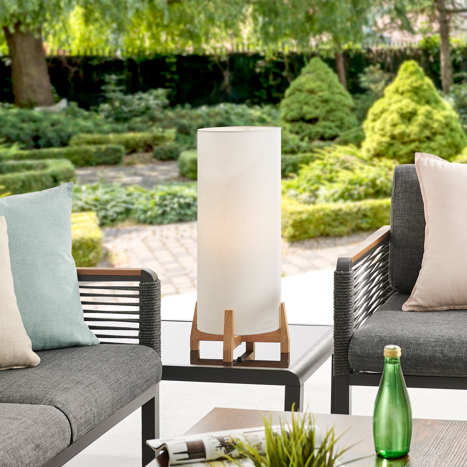 Gahraman 24'' Battery Powered Integrated LED Outdoor Table Lamp, White