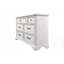 Commode monobloc blanc de style traditionnel, 45,7 x 172,9 x 96,5 cm, en bois massif et MDF, avec tiroirs spacieux et construction robuste.
