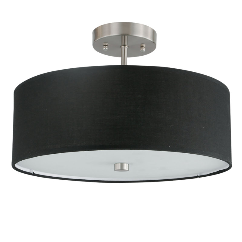 Plafonnier semi-encastré à abat-jour cylindrique 13,75 po Shriner, Noir
