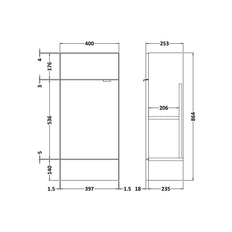 Fusion 40cm Single Bathroom Vanity Base Only, Gloss Grey