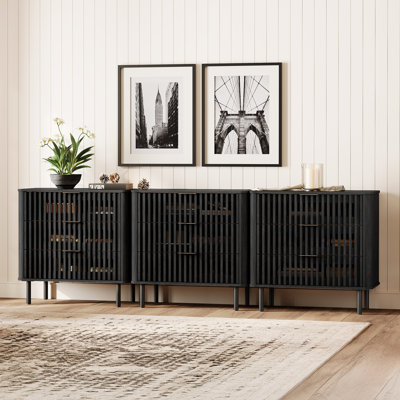 94.5"W Fluted TV Stand with Storage for Living Room up to 88" TVs