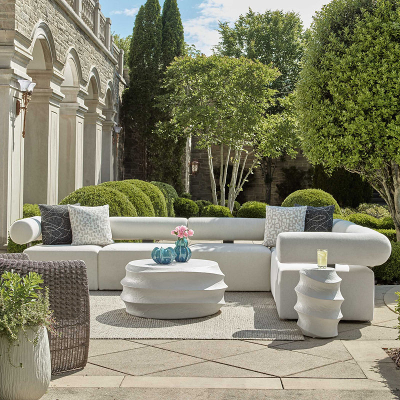 Tahara Winded Outdoor White Coffee Table