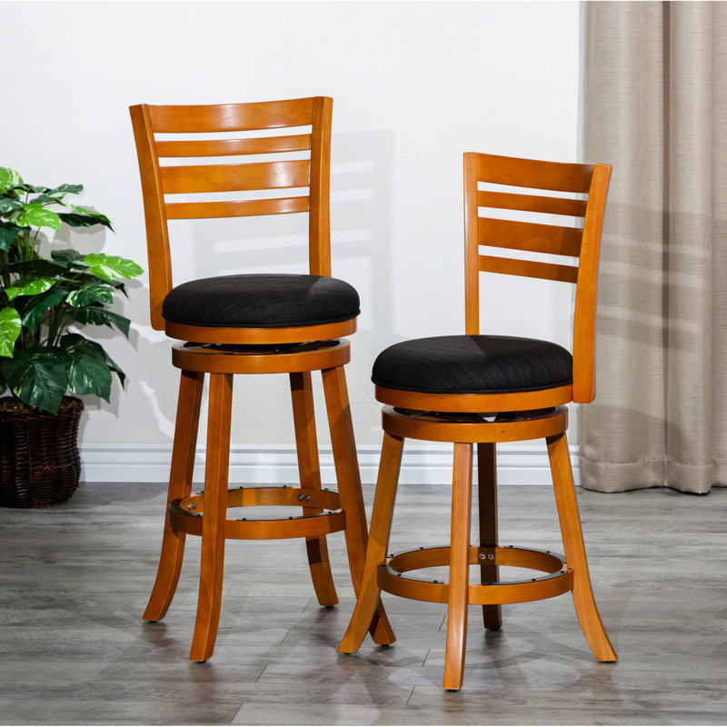 Tabouret de bar avec fonction pivotante, siège en tissu, tabouret en bois franc, tissu confortable et polyvalent