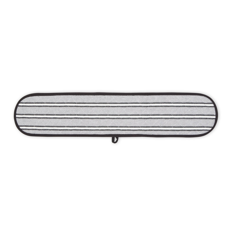 Design Imports Striped Cotton Oven Mitt, Black