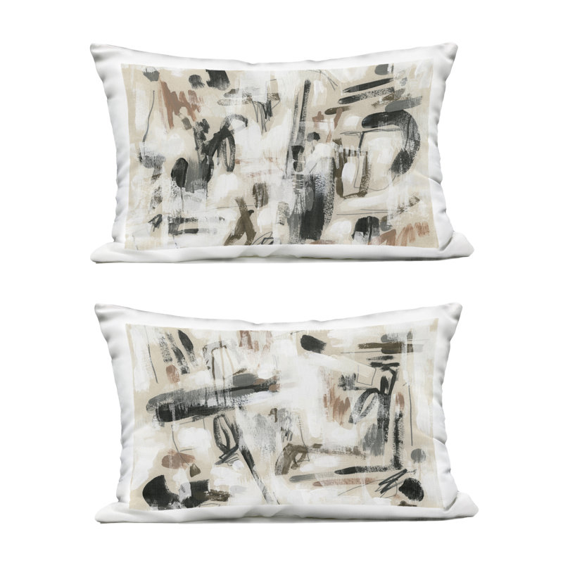 Coussin extérieur Neutral Earth Tones Abstraction Design par June Erica Vess (ensemble de 2)