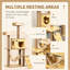 130cm Multi‑Level Plush Cat Tower with Five Jute Scratching Posts, Cat House & Hammock, Yellow